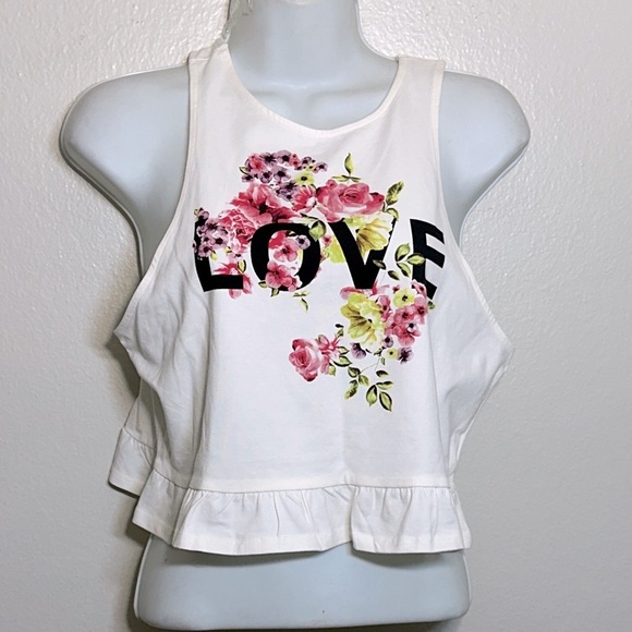 H&M Tops - H&M White Floral Print Crop Top